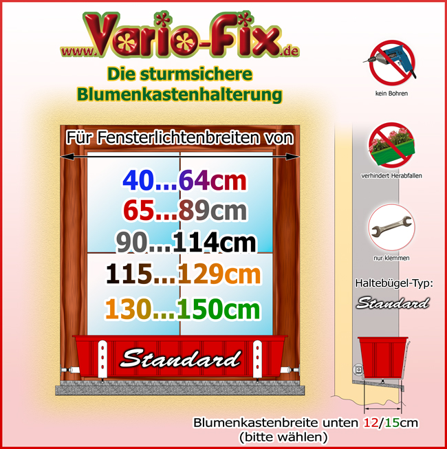 Vario-Fix Standard für Fensterlichtenbreiten von 40...150cm