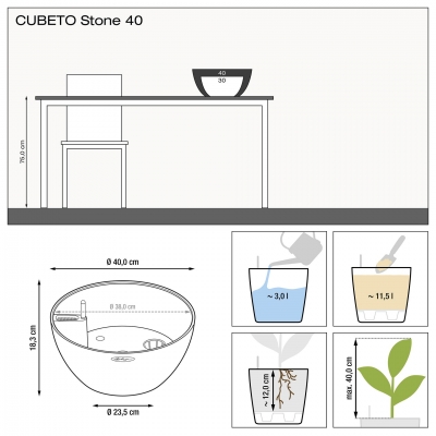 CUBETO Stone 40 quarzweiß