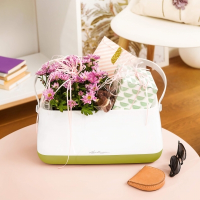 YULA Pflanztasche weiß/grau seidenmatt