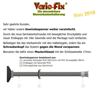 Kombiangebot Blumenkastenhalter Standard mit Blumenkasten 100cm