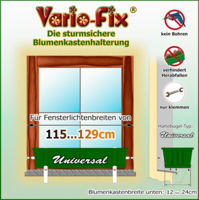 Blumenkastenhalter Universal / 1 Paar HB 12...24cm / FLB 115...129cm